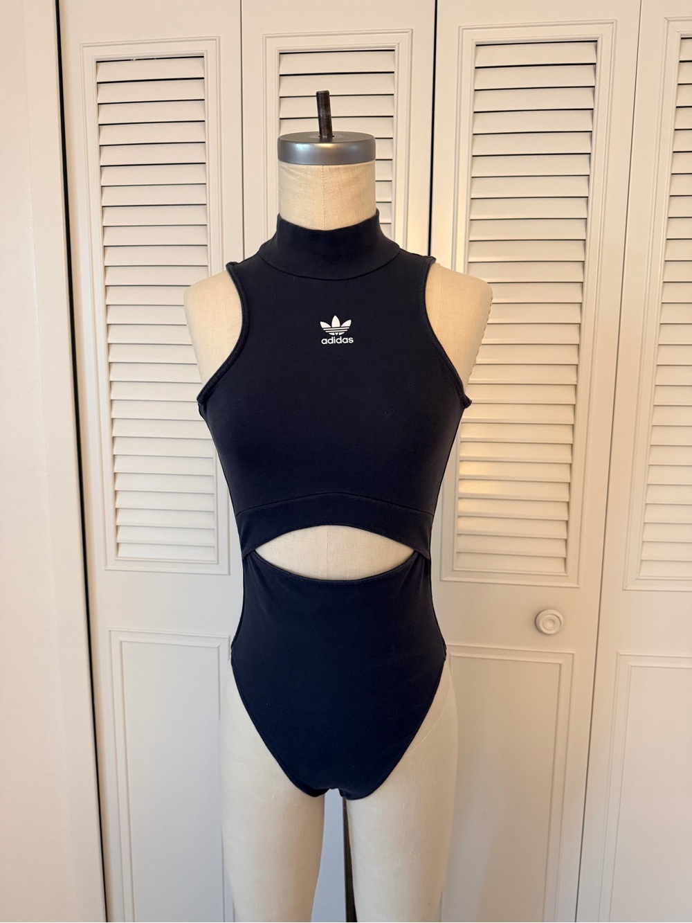 adidas Black High-Neck Cutout Bodysuit
